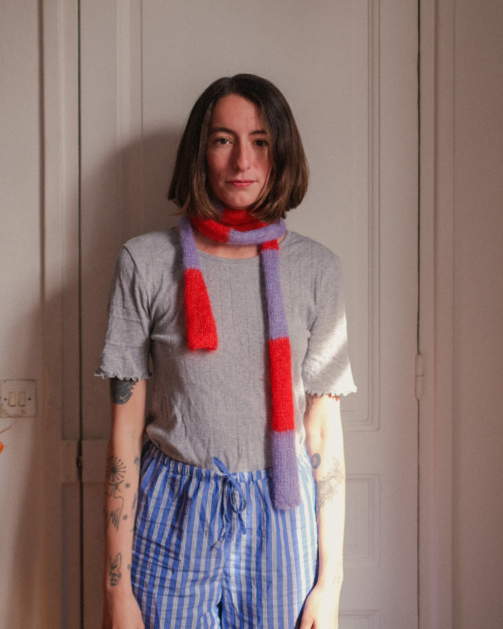 Scarf Ugo - Rayure Bowie (Lavande)