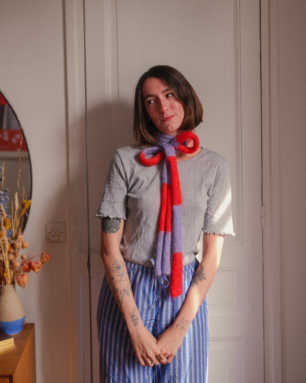 Scarf Ugo - Rayure Bowie (Lavande)