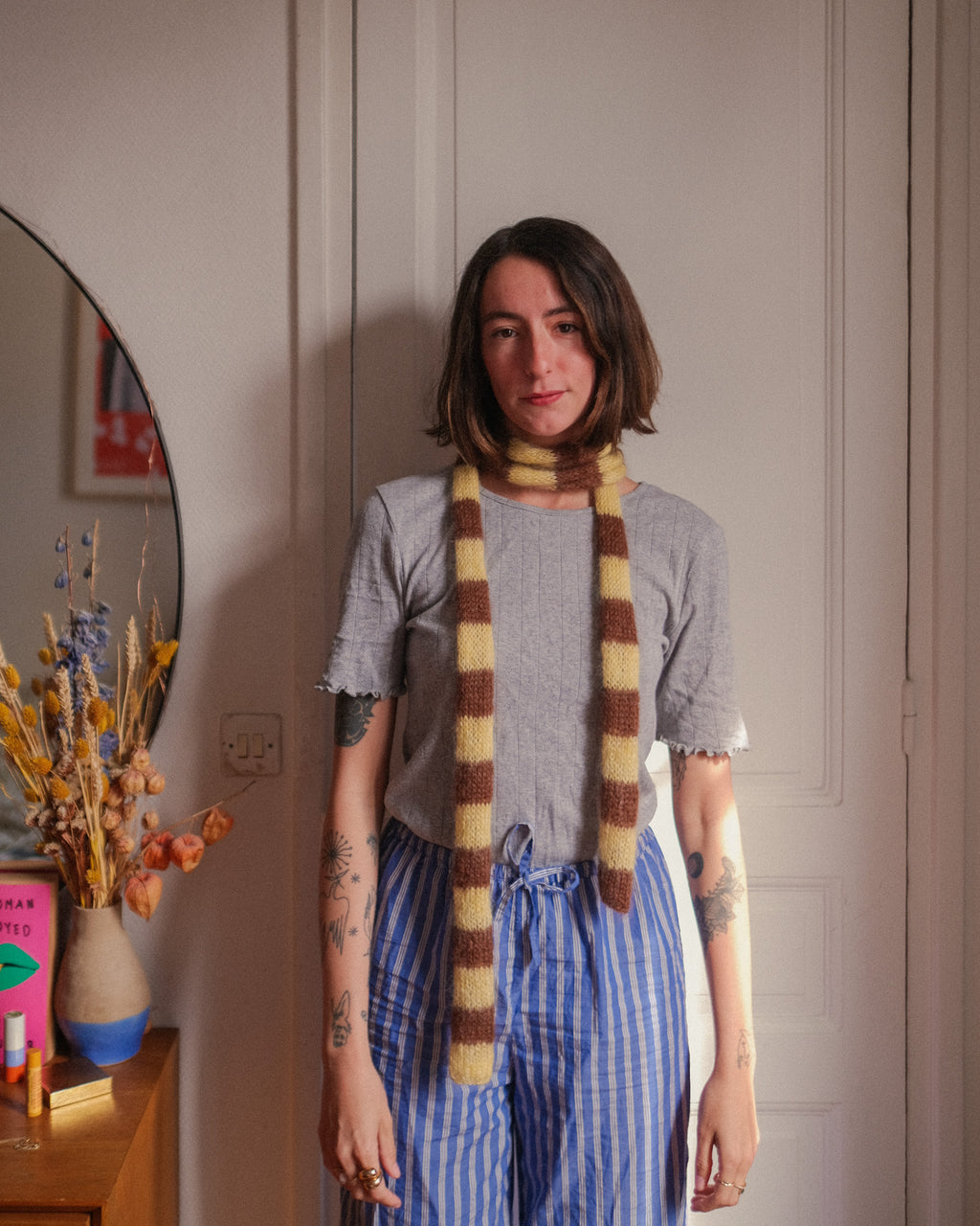 Scarf Ugo - Rayure Bowie (Café)