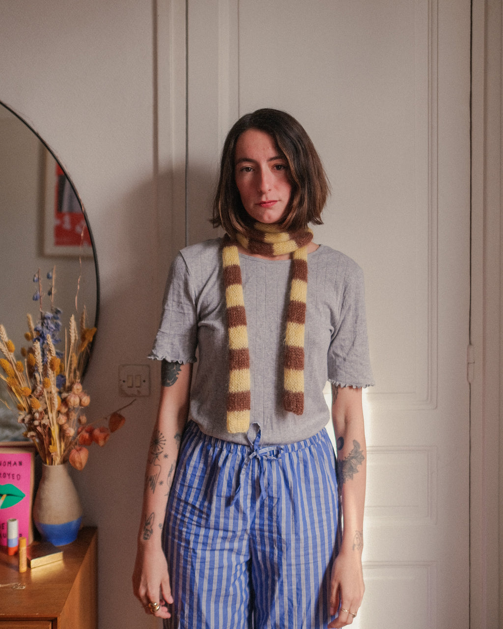 Scarf Ugo - Rayure Bowie (Café)