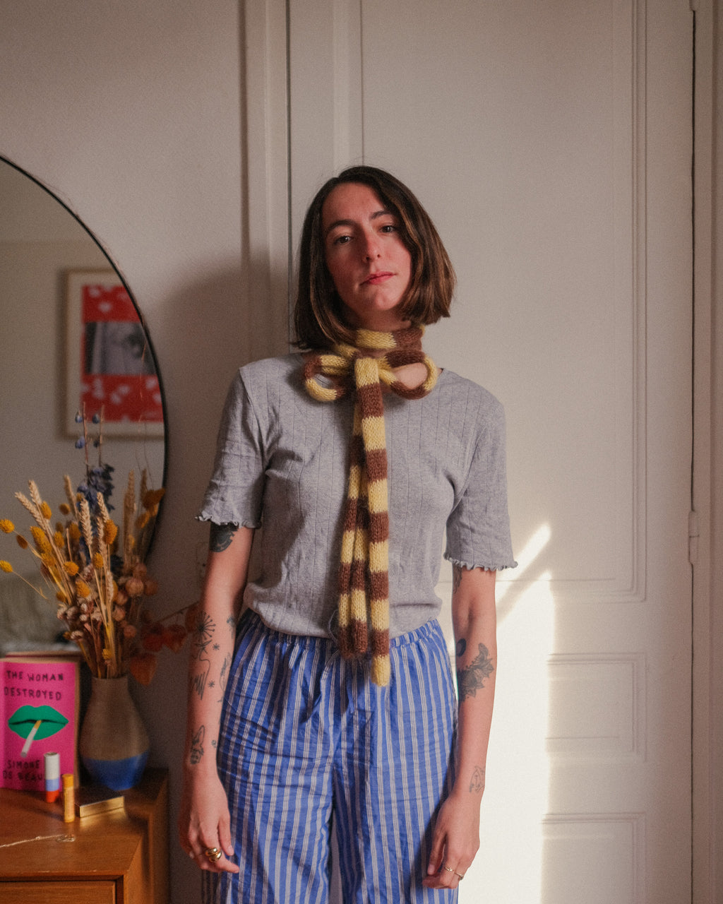 Scarf Ugo - Rayure Bowie (Café)